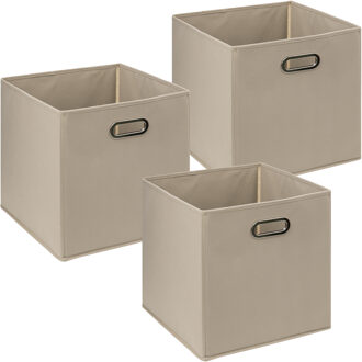 5five Opbergmand/kastmandje - 3x - Taupe - 31 x 31 x 31 cm - 29 liter - Vakkenkast manden - Stof