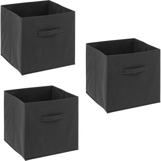 5five Opbergmand/kastmandje - 3x - Zwart - 31 x 31 x 31 cm - 29 liter - Vakkenkast manden - Stof