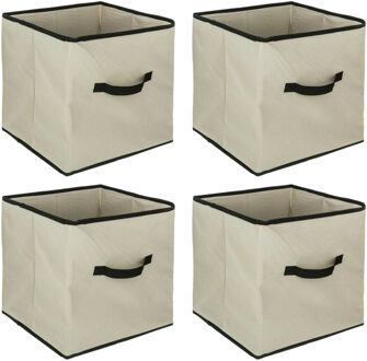 5five Opbergmand/kastmandje - 4x - Beige - 31 x 31 x 31 cm - 29 liter - Vakkenkast manden - Stof