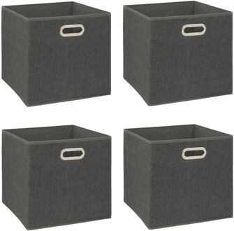 5five Opbergmand/kastmandje - 4x - Donkergrijs - 31 x 31 x 31 cm - 29 liter - Vakkenkast manden - Stof