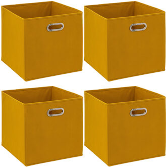 5five Opbergmand/kastmandje - 4x - Geel - 31 x 31 x 31 cm - 29 liter - Vakkenkast manden - Stof