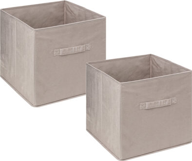 5five Opbergmand/kastmandje - 4x stuks - Beige - 31 x 31 x 31 cm - 29 liter - Vakkenkast manden - Stof