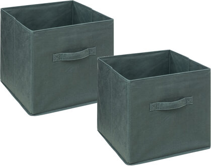 5five Opbergmand/kastmandje - 4x stuks - Olijfgroen - 31 x 31 x 31 cm - 29 liter - Vakkenkast manden - Sto