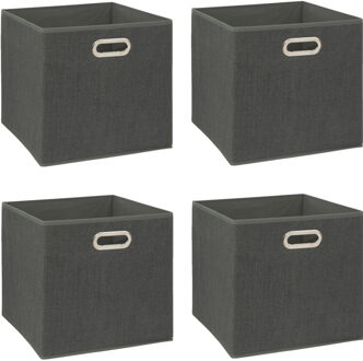 5five Opbergmand/kastmandje - 6x - Donkergrijs - 31 x 31 x 31 cm - 29 liter - Vakkenkast manden - Stof