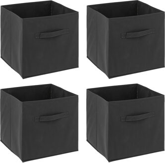5five Opbergmand/kastmandje - 6x - Donkergrijs - 31 x 31 x 31 cm - 29 liter - Vakkenkast manden - Stof