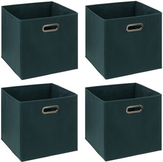 5five Opbergmand/kastmandje - 6x - Smaragd groen - 31 x 31 x 31 cm - 29 liter - Vakkenkast manden - Stof