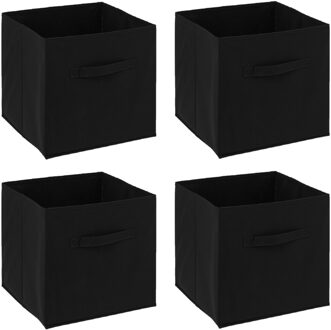 5five Opbergmand/kastmandje - 6x - Zwart - 31 x 31 x 31 cm - 29 liter - Vakkenkast manden - Stof