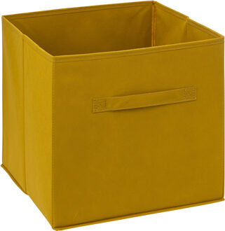5five Opbergmand/kastmandje - Mosterdgeel - 31 x 31 x 31 cm - 29 liter - Vakkenkast manden - Stof