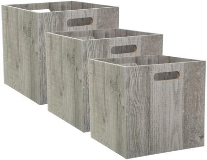 5five Opbergmand/kastmandje - Set van 3x stuks - Grijs wash - 31 x 31 x 31 cm - 29 liter - Vakkenkast mand