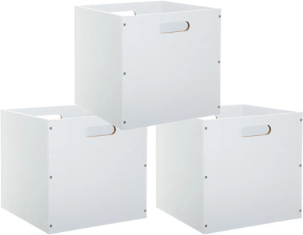 5five Opbergmand/kastmandje - Set van 3x stuks - Wit - 31 x 31 x 31 cm - 29 liter - Vakkenkast manden - Ho