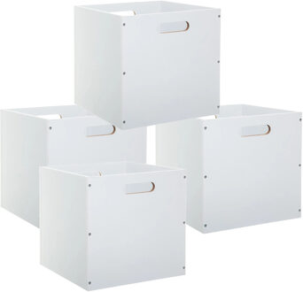 5five Opbergmand/kastmandje - Set van 4x stuks - Wit - 31 x 31 x 31 cm - 29 liter - Vakkenkast manden - Ho
