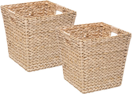 5five Opbergmand van riet - 2x - 29 liter - lichtbruin - gevlochten - 31 x 31 x 31 cm