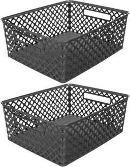 5five Opbergmanden - 2 stuks - 11 liter - Kunststof - Zwart