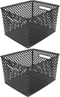 5five Opbergmanden - 2 stuks - 19 liter - Kunststof - Zwart