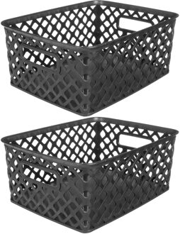 5five Opbergmanden - 2 stuks - 4 liter - Kunststof - Zwart