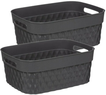 5five Opbergmanden - 2 stuks - 5 liter - Kunststof - Grijs