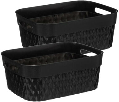 5five Opbergmanden - 2 stuks - 5 liter - Kunststof - Zwart