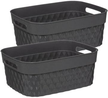 5five Opbergmanden - 2 stuks - 8,5 liter - Kunststof - Grijs