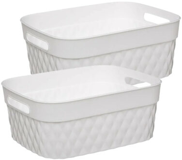5five Opbergmanden - 2 stuks - 8,5 liter - Kunststof - Wit