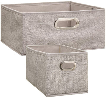 5five opbergmanden - kastmanden - 2x stuks - 7 en 14 liter - beige - linnen