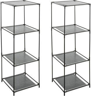 5five Opbergrek 3- 2x -laags - metaal - kunststof - zwart - 34 x 98 cm - voor opbergmanden