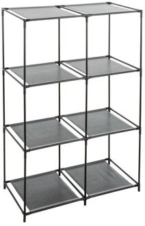 5five Opbergrek 3-laags - metaal - kunststof - zwart - 68 x 98 cm - Opbergrekjes