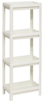 5five opbergrek badkamer - kunststof - wit - 37 x 22 x 100 cm - met 4 planken