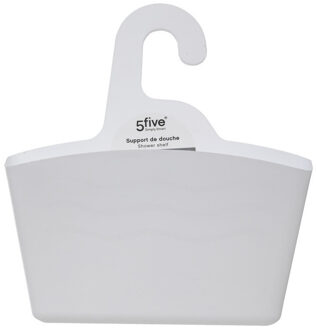 5five Ophangbare kunststof badkamer flessenhouder/shampoo houder wit - Douche- en badrekjes