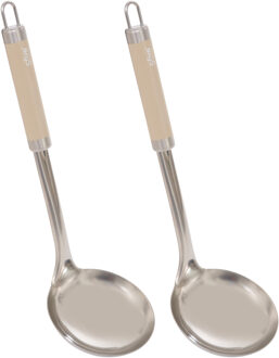 5five opscheplepel Paris - 2x - 30 cm - RVS - aluminium - beige/zilver - keukengerei - soeplepel