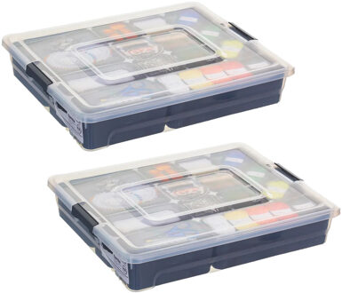 5five Opslag sorteerbox - 2x - 13 vakjes indeling - 35 x 28 x 7 cm - kunststof - opbergdoos