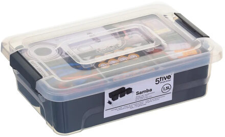 5five Opslag sorteerbox - 4 vakjes indeling - 22 x 15 x 7 cm - kunststof - opbergdoos