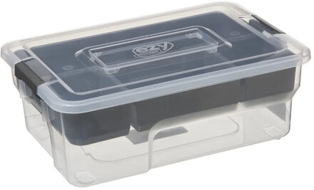 5five Opslag sorteerbox - 5 vakjes indeling - 2 lagen - 30 x 21 x 11 cm - kunststof - opbergdoos