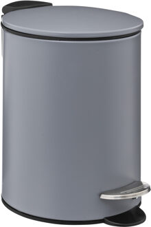 5five Pedaalemmer - donkergrijs - metaal - 3L - 23 cm - soft close - voor badkamer en toilet