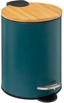 5five Pedaalemmer - softclose - 3 liter - petrolblauw - 17x24 cm - prullenbak