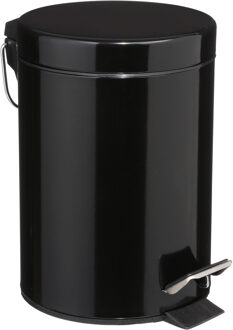 5five Pedaalemmer - zwart - metaal - 3L - 17 x 25 cm - Pedaalemmers