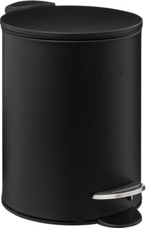 5five Pedaalemmer - zwart - metaal - 3L - 23 cm - soft close