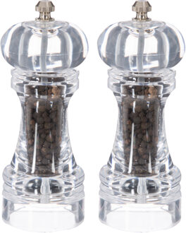 5five Pepermolen acryl transparant - Set van 2x stuks - 15 cm - Pepermaler - Kruiden en specerijen v