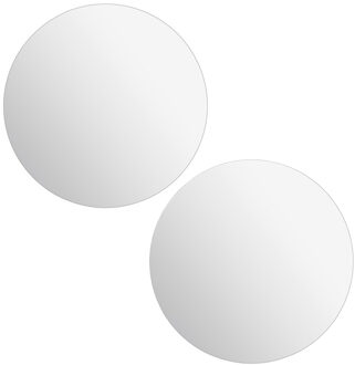 5five Plak spiegel tegels - 2x stuks - glas - zelfklevend - D39.9 cm - rond