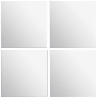 5five Plak spiegel tegels - 4x stuks - glas - zelfklevend - 40 x 40 cm - vierkant
