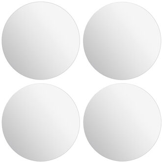 5five Plak spiegel tegels - 4x stuks - glas - zelfklevend - D39.9 cm - rond
