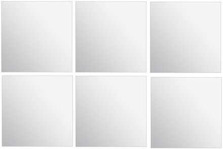 5five Plak spiegel tegels - 6x stuks - glas - zelfklevend - 40 x 40 cm - vierkant
