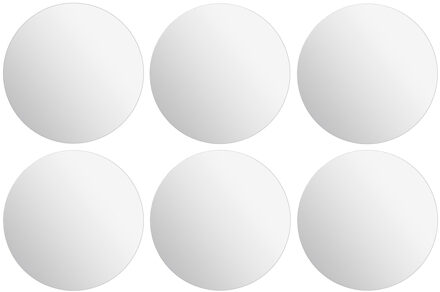 5five Plak spiegel tegels - 6x stuks - glas - zelfklevend - D39.9 cm - rond