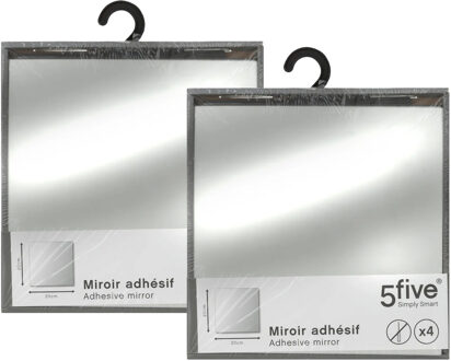 5five Plak spiegels tegels - 12x stuks - glas - zelfklevend - 20 x 20 cm - vierkantjes