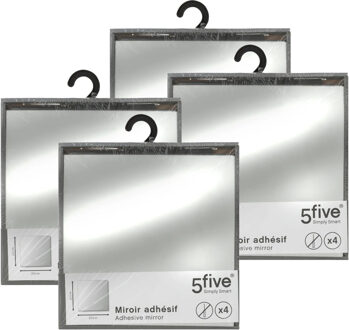 5five Plak spiegels tegels - 16x - glas - zelfklevend - 20 cm - vierkantjes