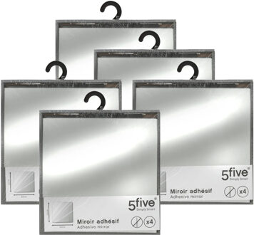 5five Plak spiegels tegels - 20x - glas - zelfklevend - 20 cm - vierkantjes