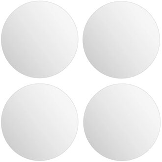 5five Plak spiegels tegels - 4x stuks - glas - zelfklevend - 30 x 30 cm - rondjes - muur/deur/wand - Spiegels Zilverkleurig