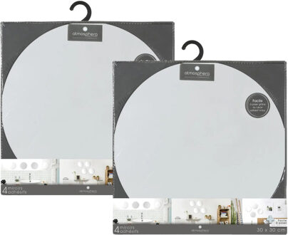 5five Plak spiegels tegels - 8x stuks - glas - zelfklevend - 30 x 30 cm - rondjes