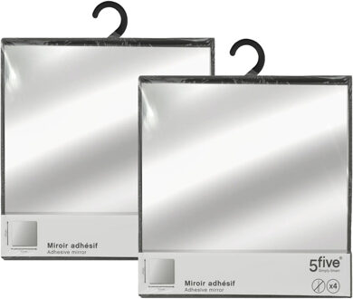 5five Plak spiegels tegels - 8x stuks - glas - zelfklevend - 30 x 30 cm - vierkantjes