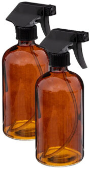 5five Plantenspuit met een inhoud van 450 ml - 2x - glas - transparant bruin - verstuiver kop - 21 cm
