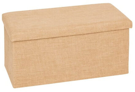 5five Poef/hocker Jute - opbergbox - beige - kunststof/mdf - 38 x 38 x 76 cm - opvouwbaar